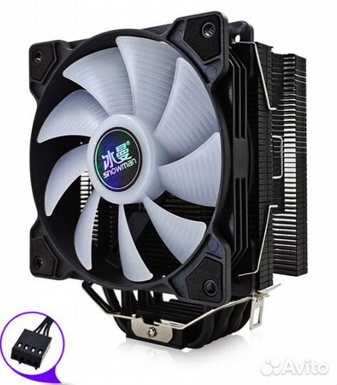 Кулер башня 4 медных трубки Snowman MT6 Black