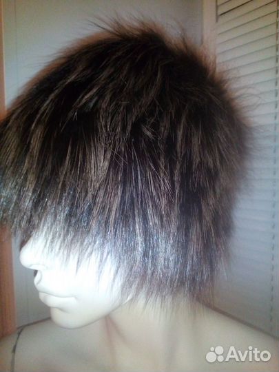 Шапка зимняя натуральный мех, вязанка