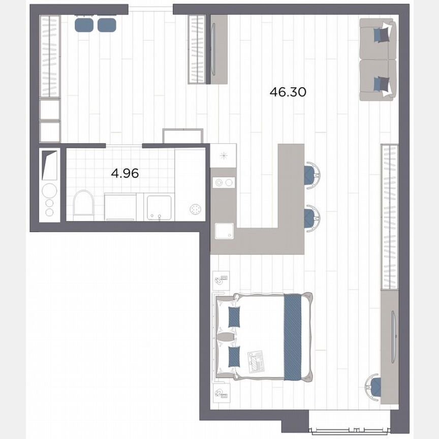Апартаменты-студия, 51,3 м², 14/14 эт.