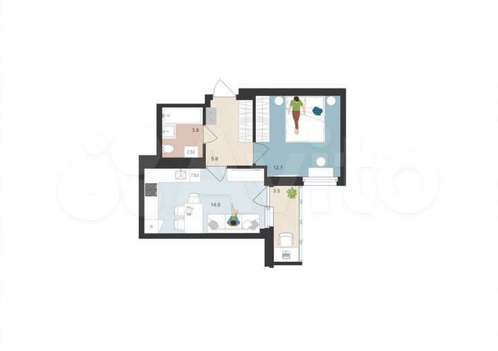 1-к. квартира, 37,3 м², 11/16 эт.