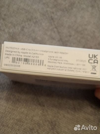 Переходник Apple с USB-C на jack 3.5 mm