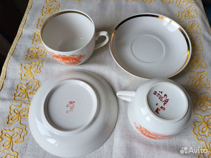Чашка с блюдцем чайная пара фарфор СССР Дулево