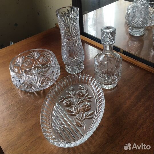 Хрустальные ваза салатник штоф блюдо
