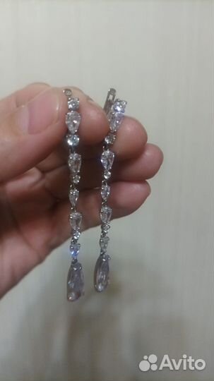 Серьги длинные серебро