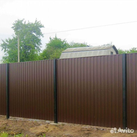 Забор из профнастила высотой 2 метра в Удомле