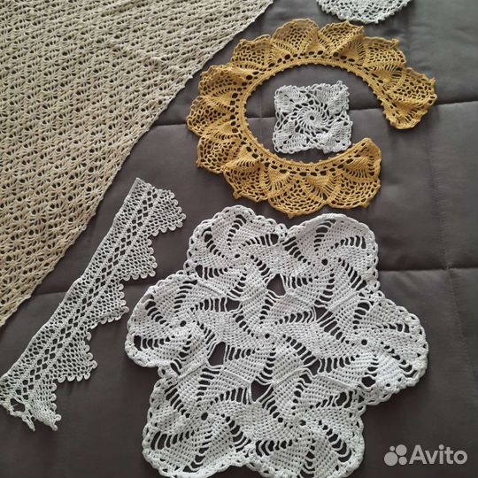 Шаль, воротник,салфетки вязаные