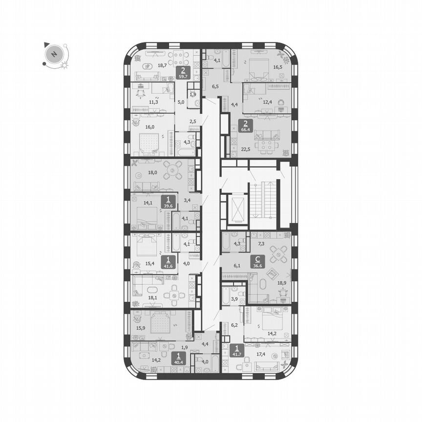 2-к. квартира, 66,4 м², 3/5 эт.