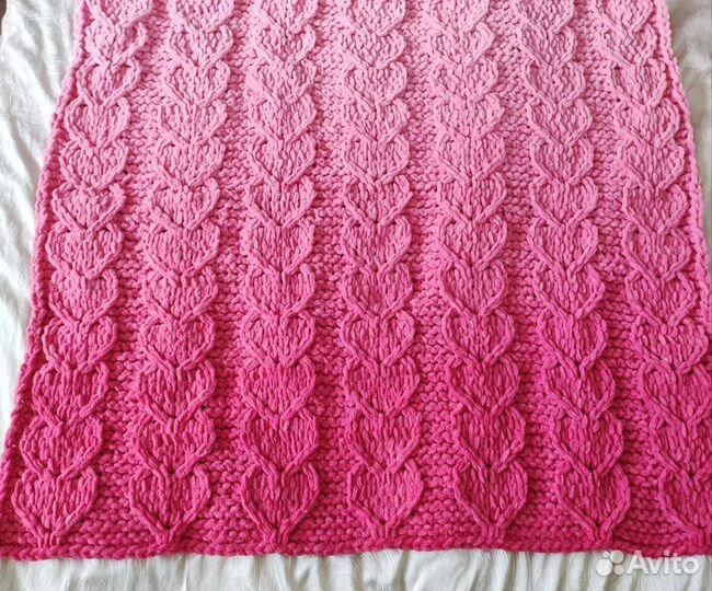 Детский плед вязаный плюшевый ручная работа