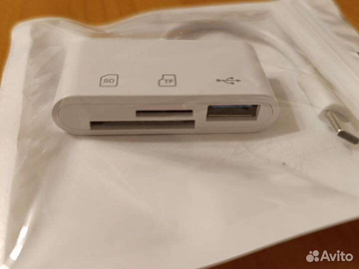 Новый Адаптер Type-C TF SD USB картридер Белый
