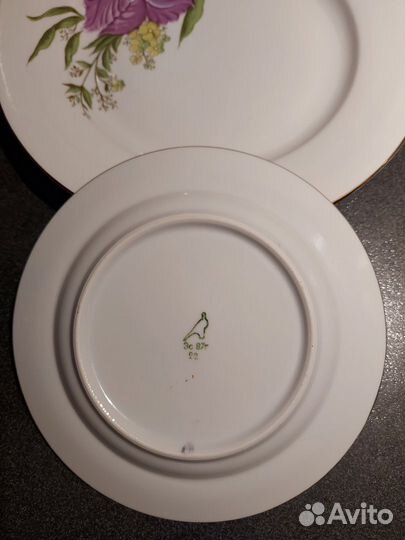 Набор 9 тарелок+Салатник Дулево Ирисы 1987