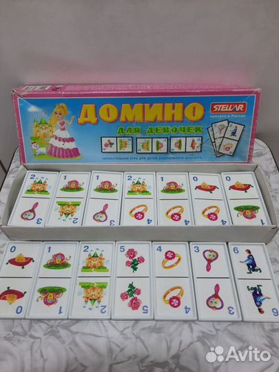 Развивающие игрушки, часы, домино, пазлы