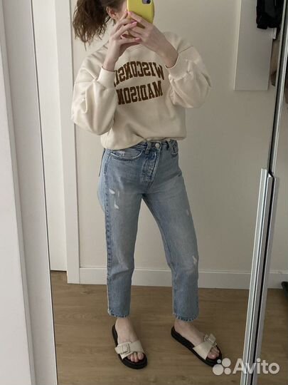 Джинсы мом mom синие Stradivarius