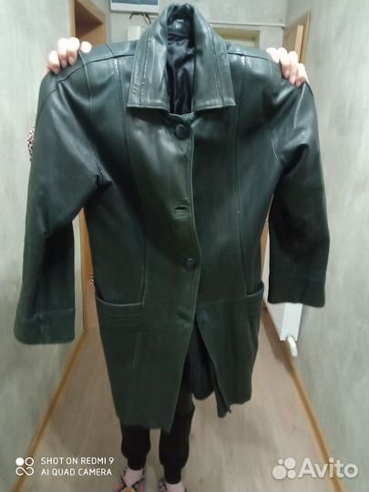 Кожаный плащ женский