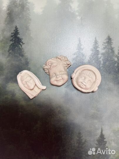 Лица для ватной игрушки из гипса