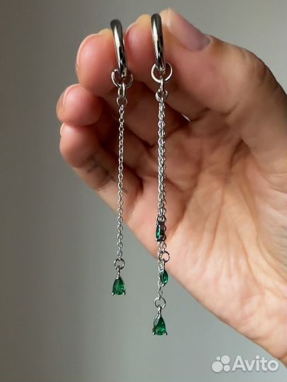 Серьги конго с фианитами