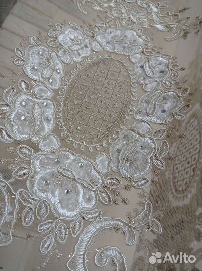Тюль 6.50 на 3.00,набивная вышивка,бархат италия