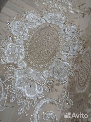 Тюль 6.50 на 3.00,набивная вышивка,бархат италия