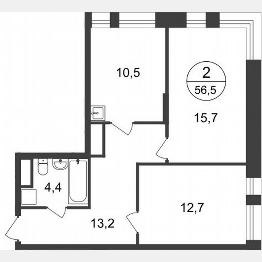 2-к. квартира, 56,5 м², 6/22 эт.