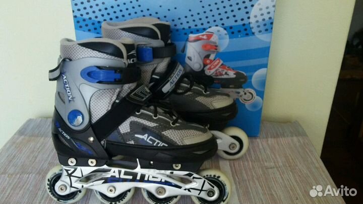 Коньки роликовые раздвижные Action р-р S(32-35)