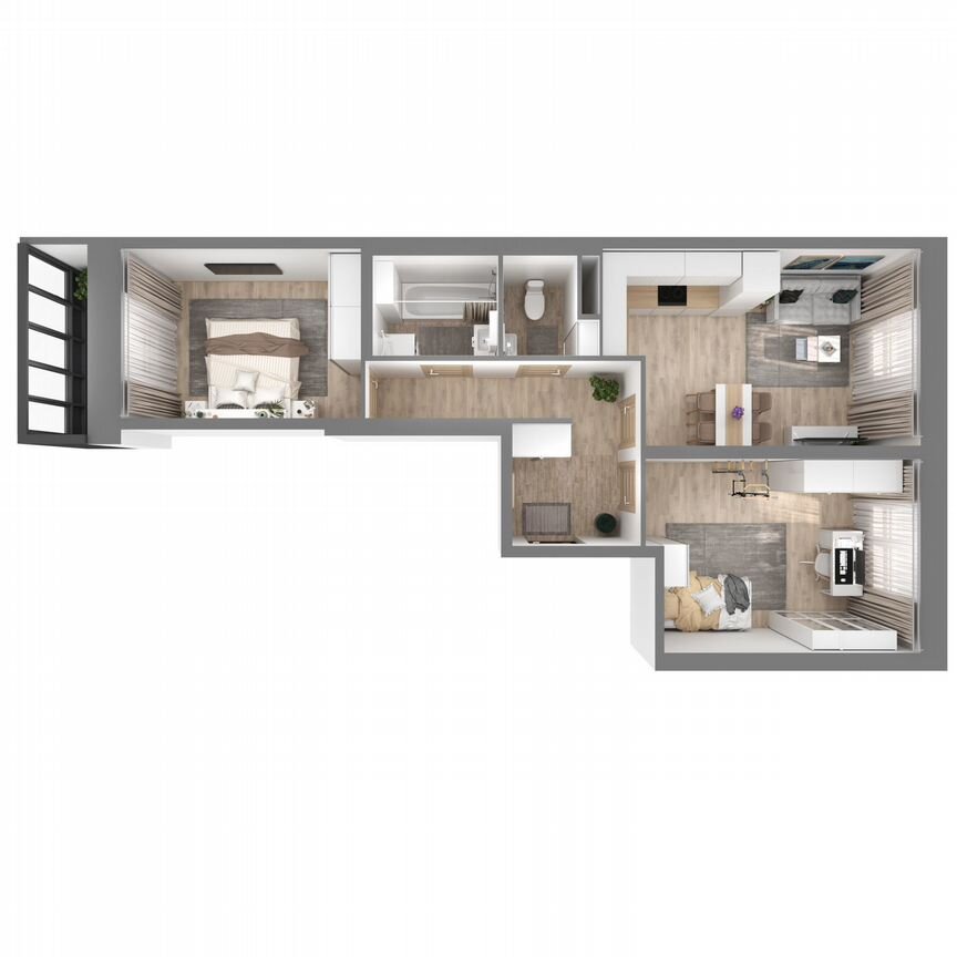 2-к. квартира, 57,2 м², 19/23 эт.