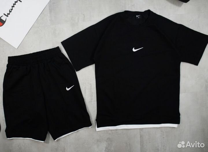 Костюм Nike чёрный футболка и шорты новый
