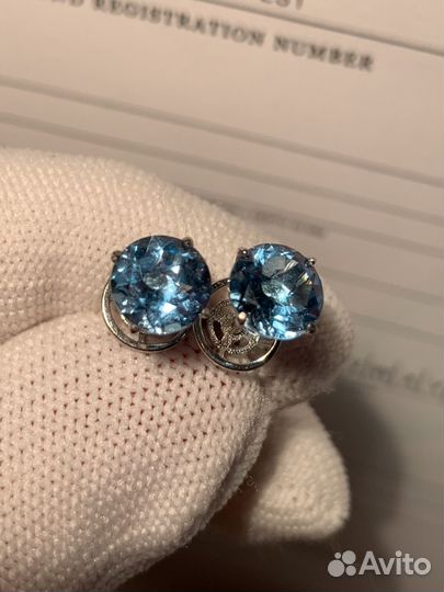 Пусеты с Топазом 2,4 карат (натур)