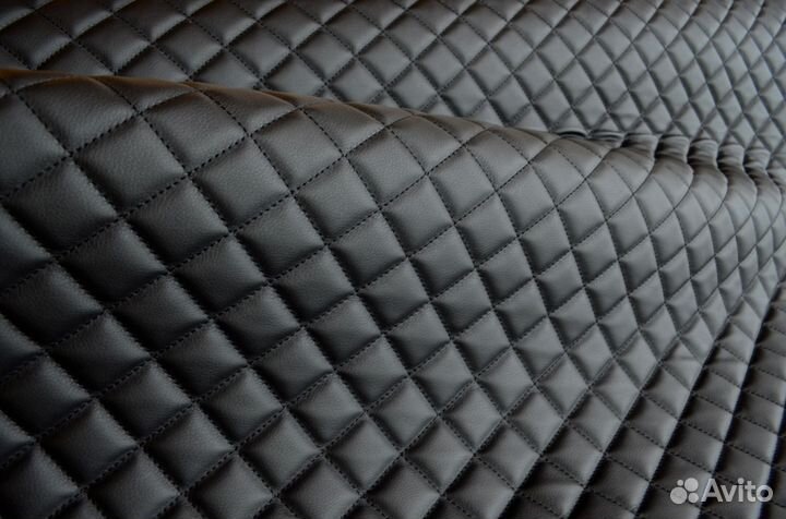 Экокожа стеганая черная черный стандартный ромб