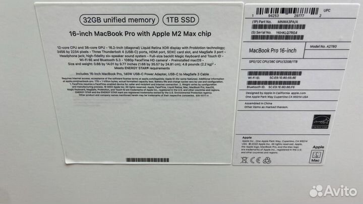 Macbook Pro 16 M2 Max 32/1 Ростест клавиатура