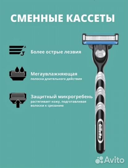 Бритва Gillette Mach3 turbo+2 кассеты