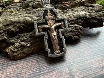 Крест мужской золото с серебром Николай Чудотворец