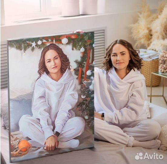 Портреты по фото красками на холсте