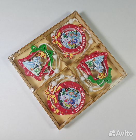 Елочные новогодние игрушки украшения 12 шт дерево
