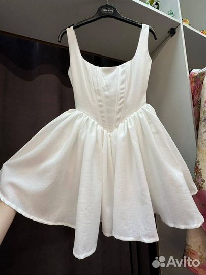 Платье белое мини люкс