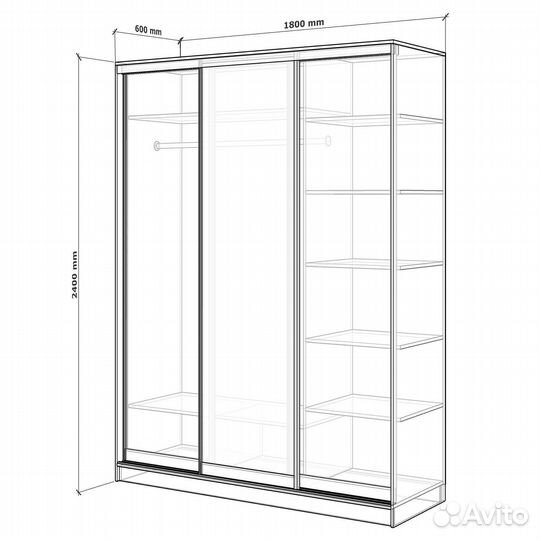 Шкаф-купе Вевер-200i сосна белая прихожая на заказ