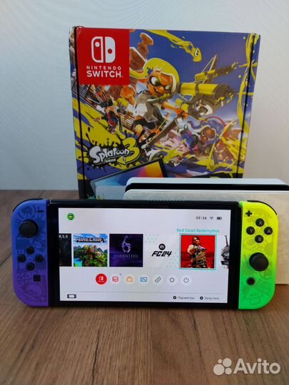 Новый Прошитый Nintendo Switch Oled Splatoon 288Gb