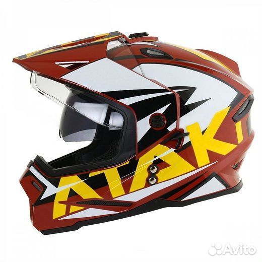 Шлем Ataki JK802 Rampage мотард/ коричневый/желтый