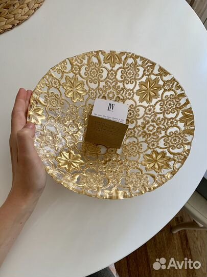 Фруктовница IVV блюдо золотое Италия ручная работа