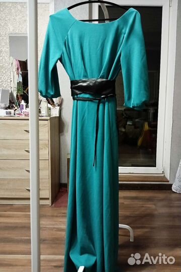 Бирюзовое платье в пол 48р