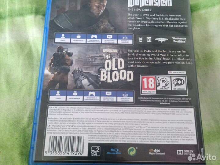 Игры для приставок ps4 Wolfenstein 2 части