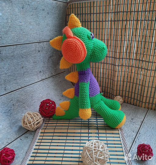 Вязаная игрушка динозавр дракон символ 2024 года