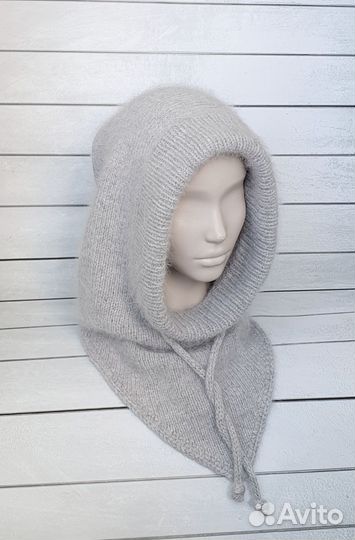 Капор капюшон женский из пряжи Пух норки