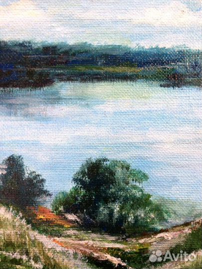 Картина пейзаж с рекой Маленькая картина