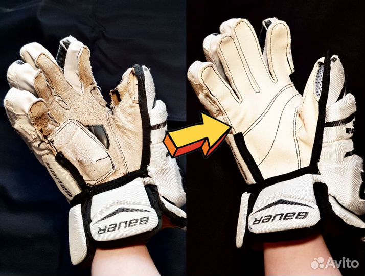Ремонт хоккейных перчаток краг и формы