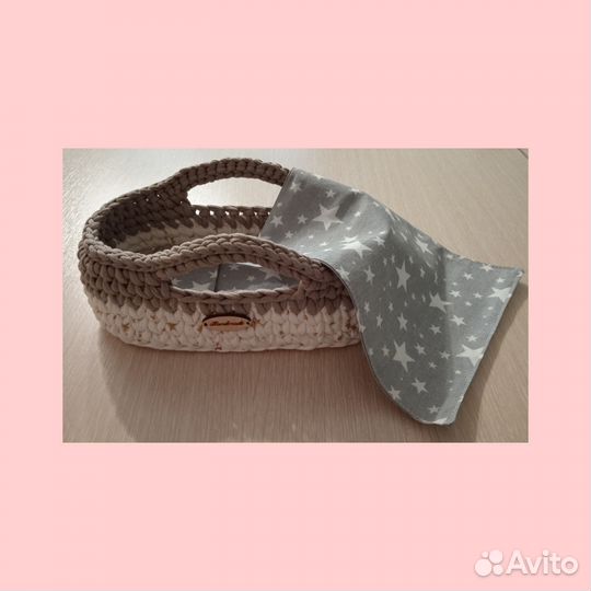 Люлька переноска для кукол и игрушек ручная работа