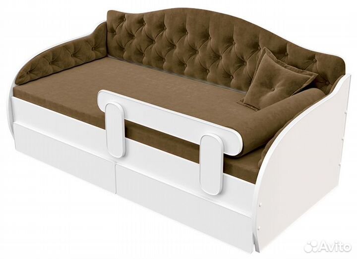 Детская кровать-тахта в каретной стяжке и ящиками