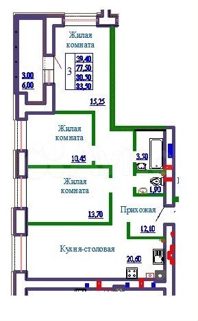 3-к. квартира, 83,5 м², 1/9 эт.