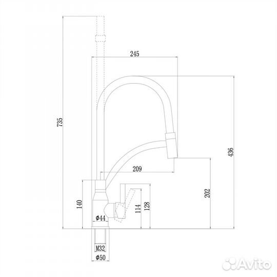 Смеситель для кухни Fmark FS8244H-12, черный