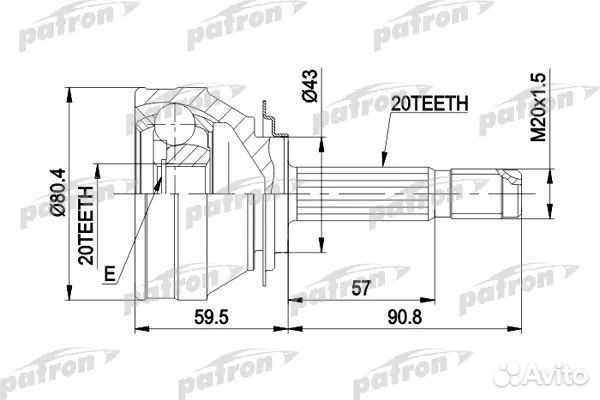 Patron PCV1019 шрус наружн к-кт 20x43.1x20 fiat 12