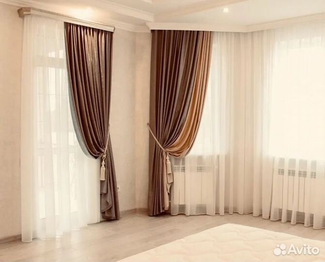 Штора из вуали молочного цвета 600х320