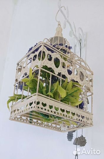 Клетка декоративная металлическая белая